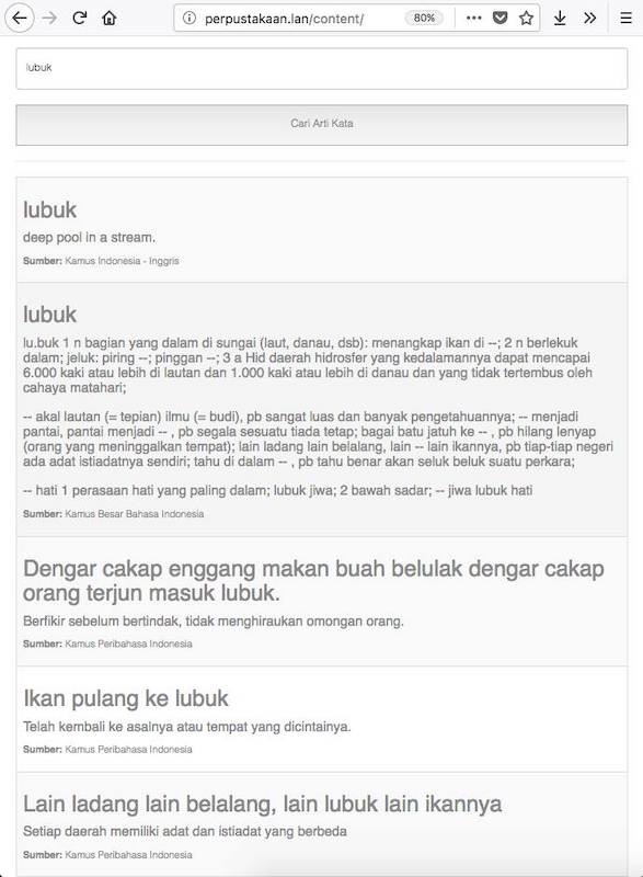 Display on the user side (user interface) of the dictionary.